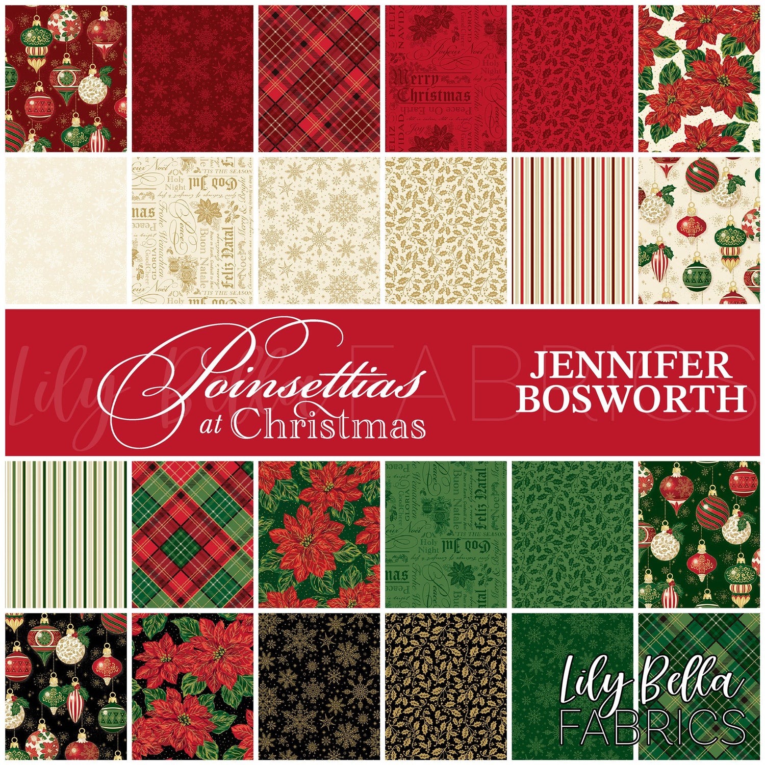Poinsettias at Christmas Fabric Collection by Jennifer Bosworth for Riley Blake Designs at Lily Bella Fabrics