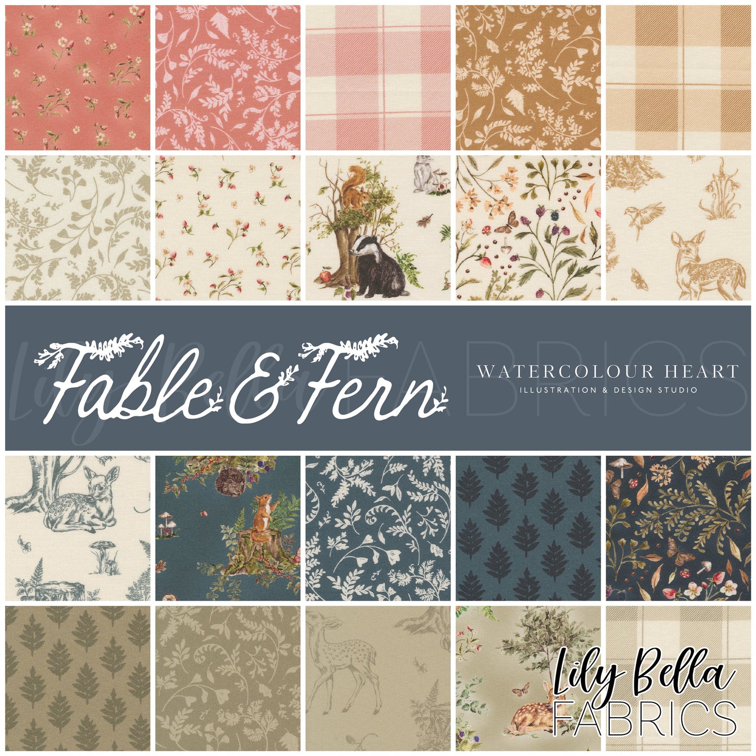 Fable and Fern Fabric Collection by Watercolour Heart for Moda at Lily Bella Fabrics