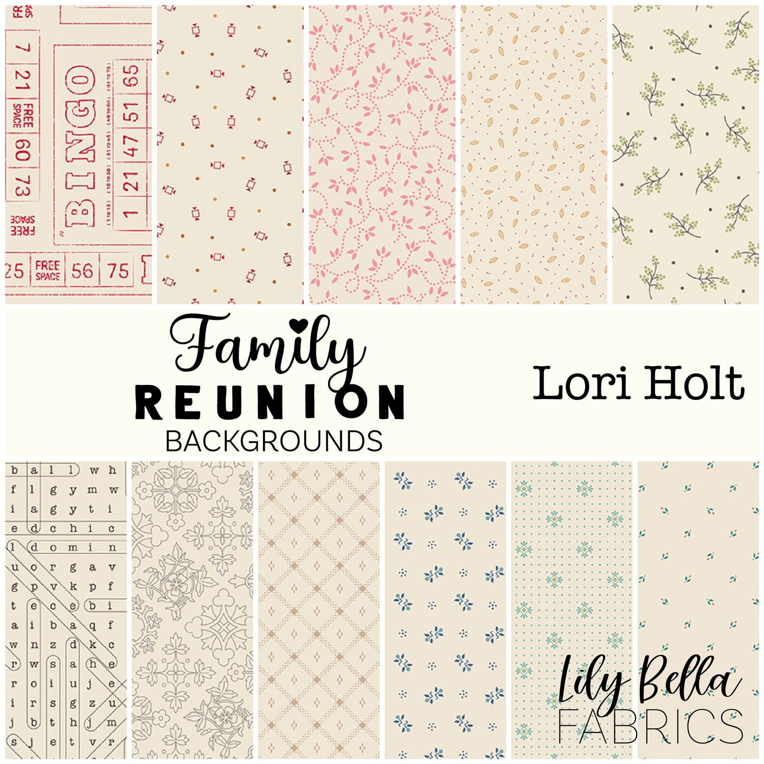 Family Reunion Backgrounds Fabric Collection by Lori Holt for Riley Blake Designs at Lily Bella Fabrics