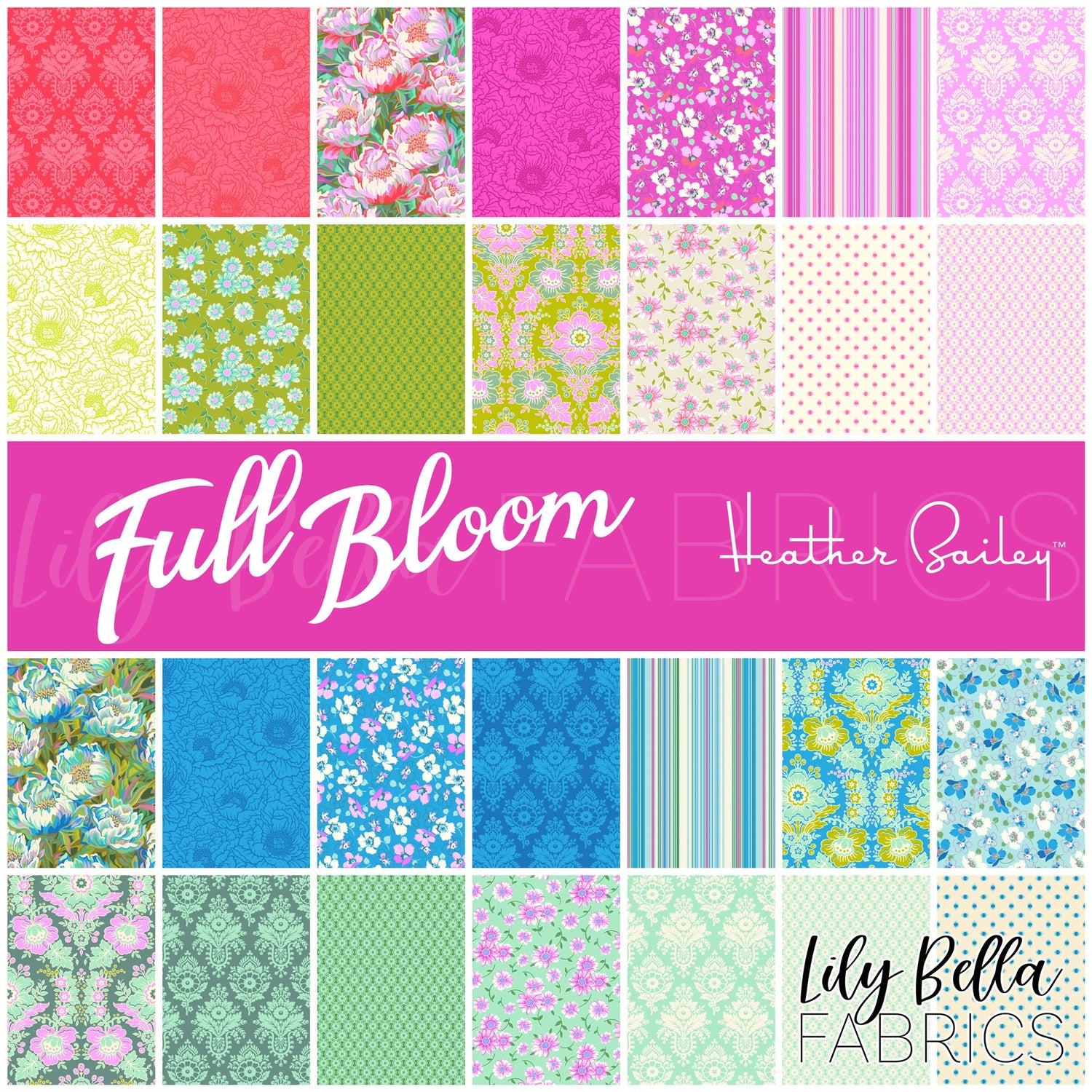 Full Bloom Fabric Collection by Heather Bailey for Figo Fabrics at Lily Bella Fabrics