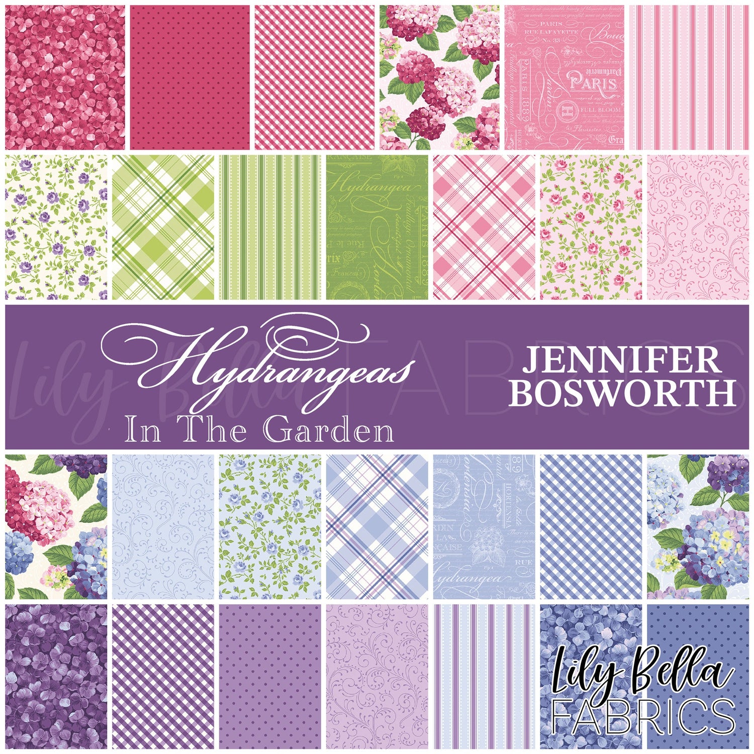 Hydrangeas in the Garden Fabric Collection by Jennifer Bosworth for Riley Blake Designs at Lily Bella Fabrics