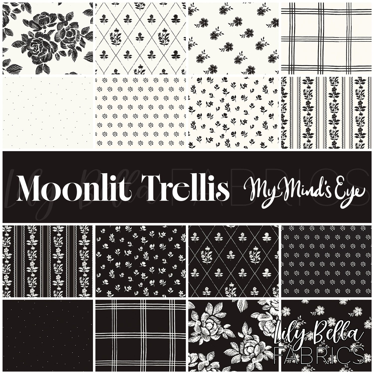 Moonlit Trellis Fabric Collection by My Mind's Eye for Riley Blake Designs at Lily Bella Fabrics