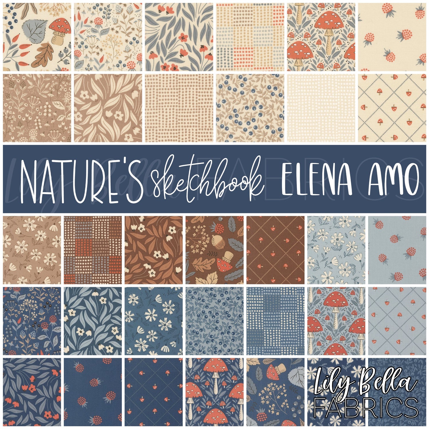 Nature's Sketchbook Fabric Collection by Elena Amo for Moda at Lily Bella Fabrics