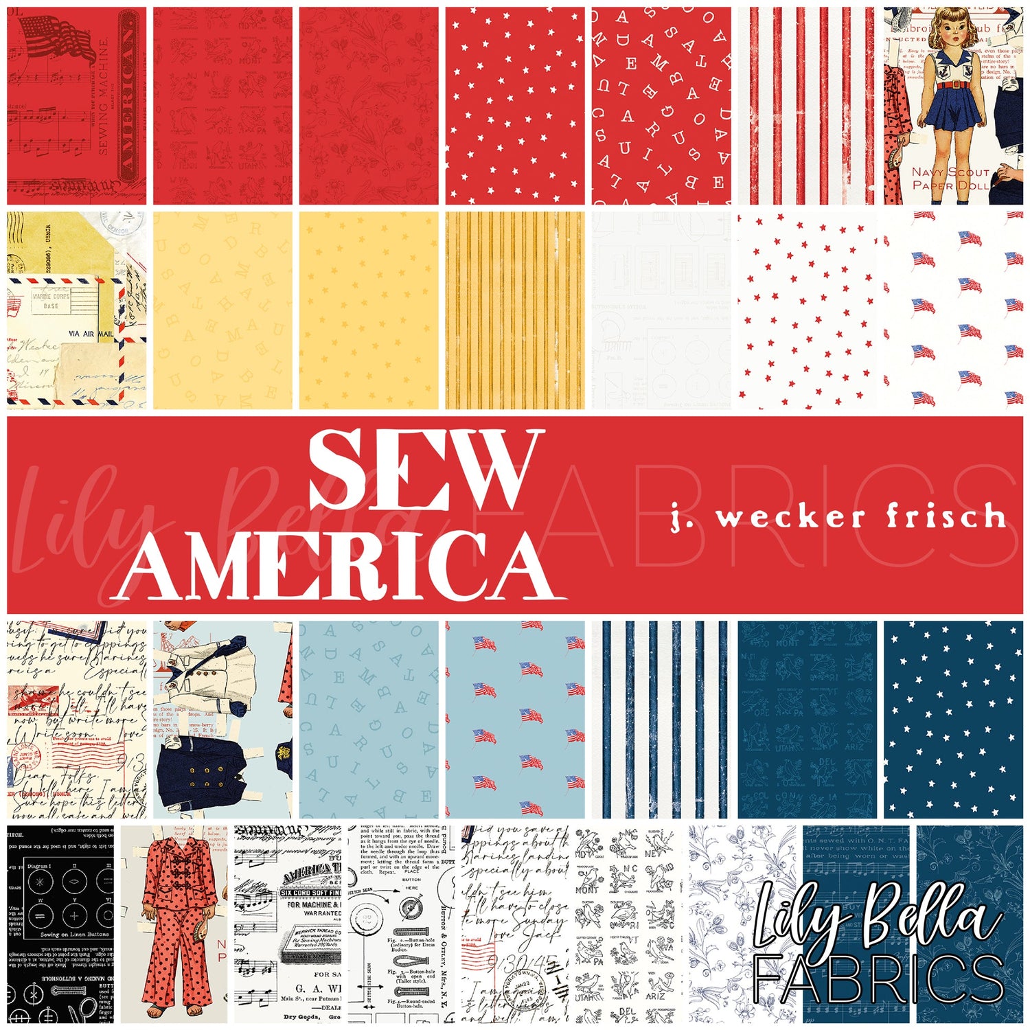 Sew America Fabric Collection by J. Wecker Frisch for Riley Blake Designs at Lily Bella Fabrics