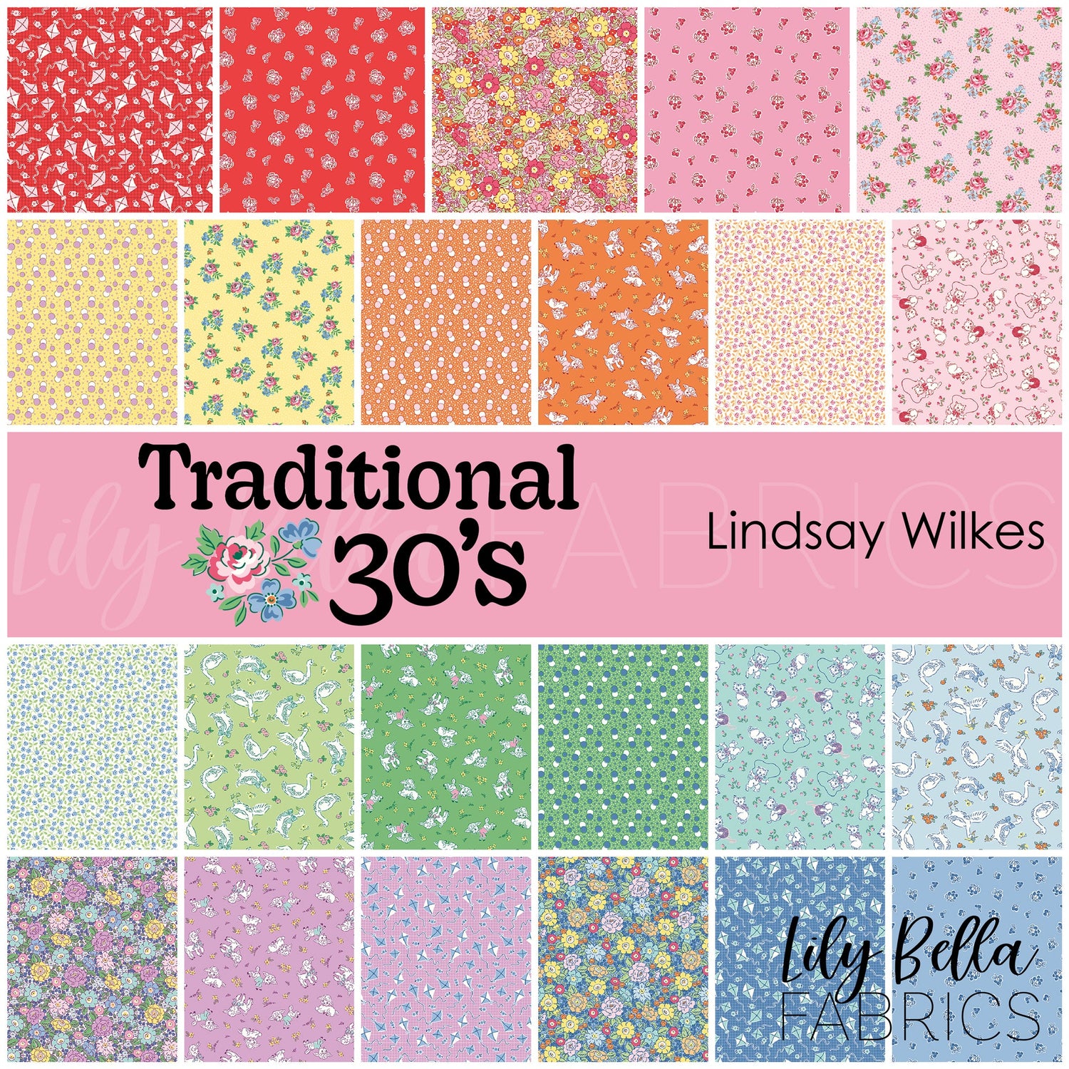 Traditional 30's Fabric Collection by Lindsay Wilkes for Riley Blake Designs at Lily Bella Fabrics