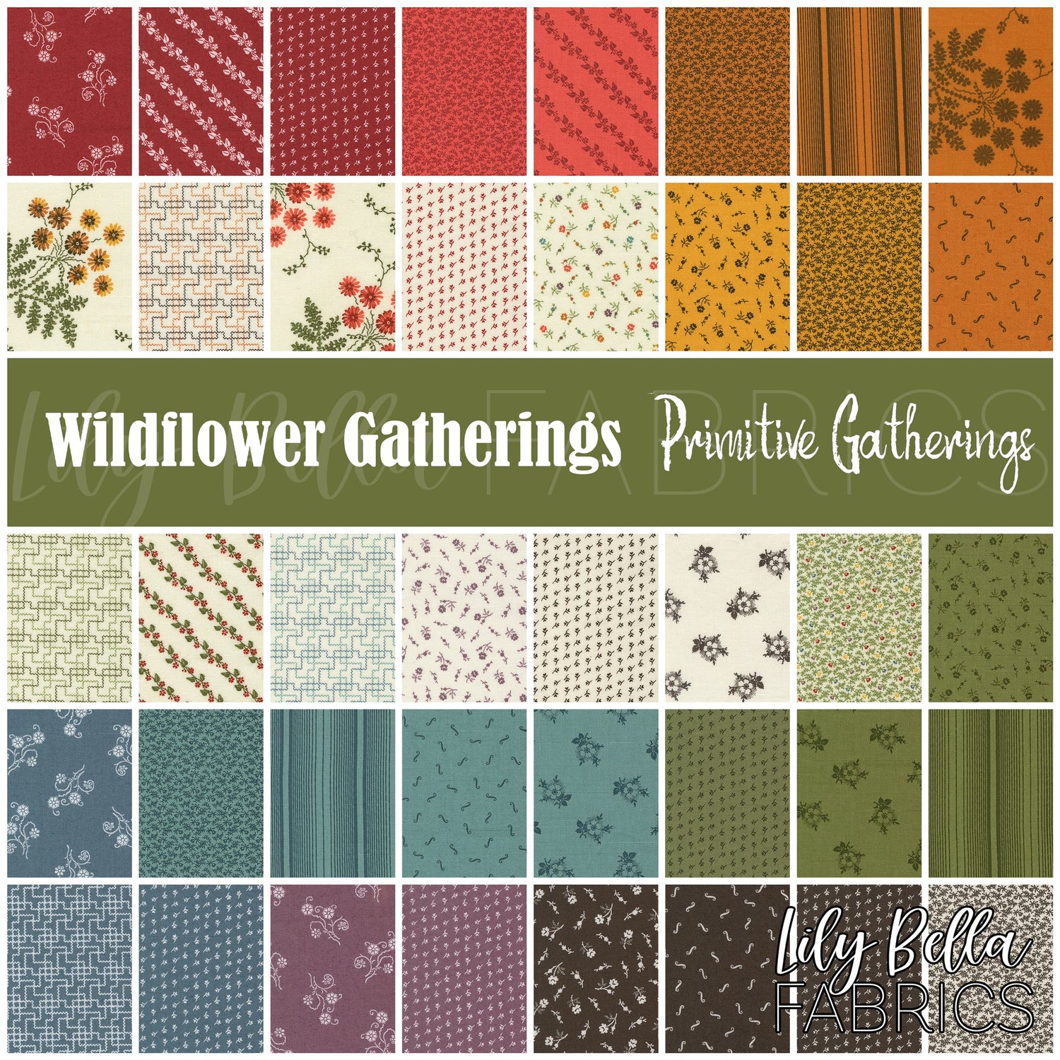 Wildflower Gatherings Fabric Collection by Primitive Gatherings for Moda at Lily Bella Fabrics