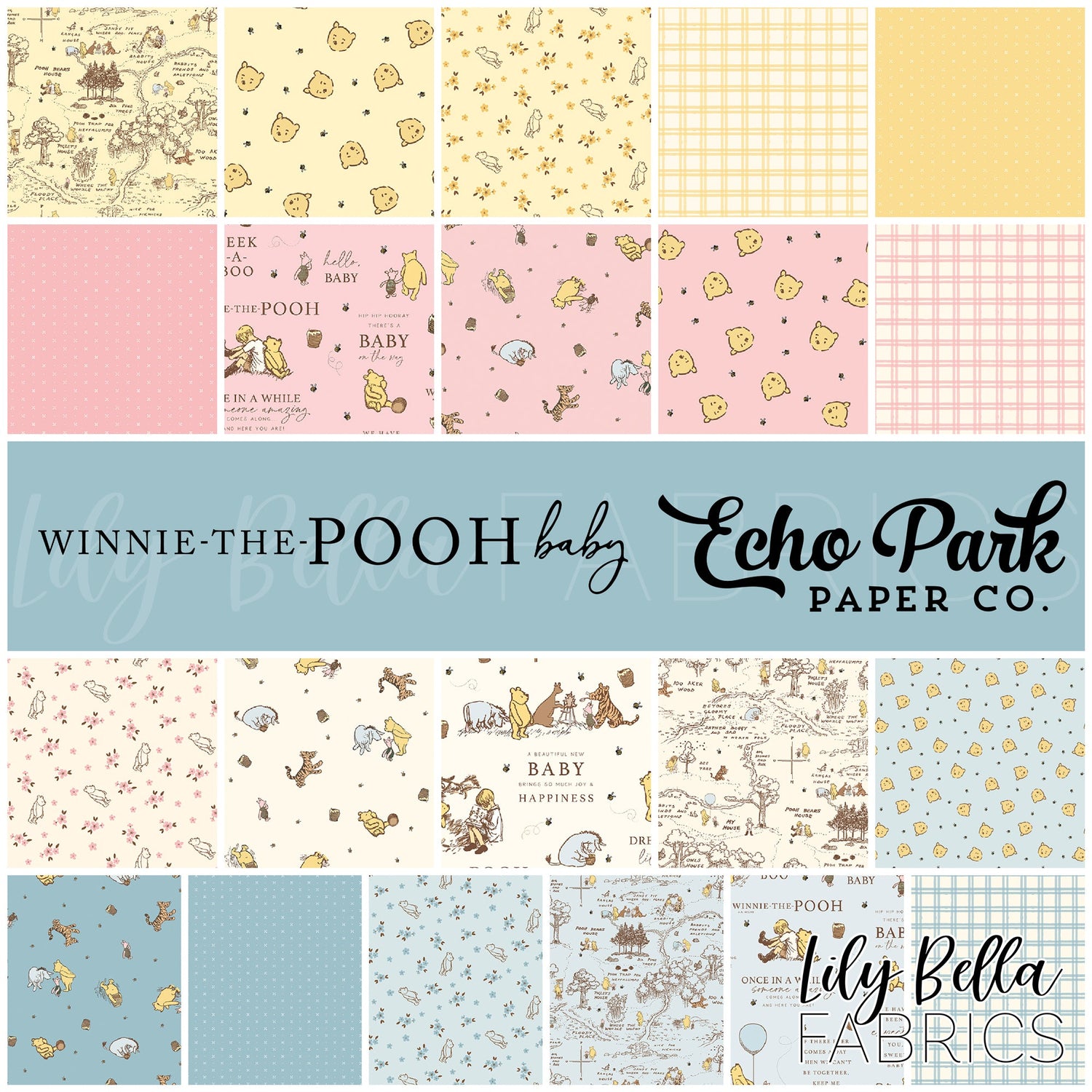 Winnie the Pooh Baby Fabric Collection by Echo Park Paper Co. for Riley Blake Designs at Lily Bella Fabrics