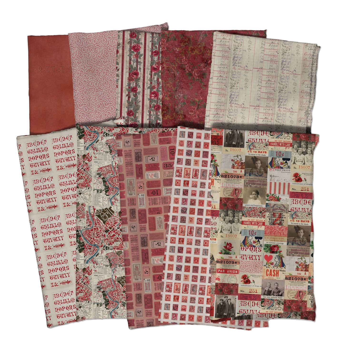 Eclectic Elements Palette: Red Fat Eighth Bundle (10 pcs) by Tim Holtz for FreeSpirit