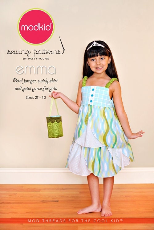 Emma - Petal Jumper, Swirly Skirt and Petal Purse - Sewing Pattern - Modkid by Patty Young