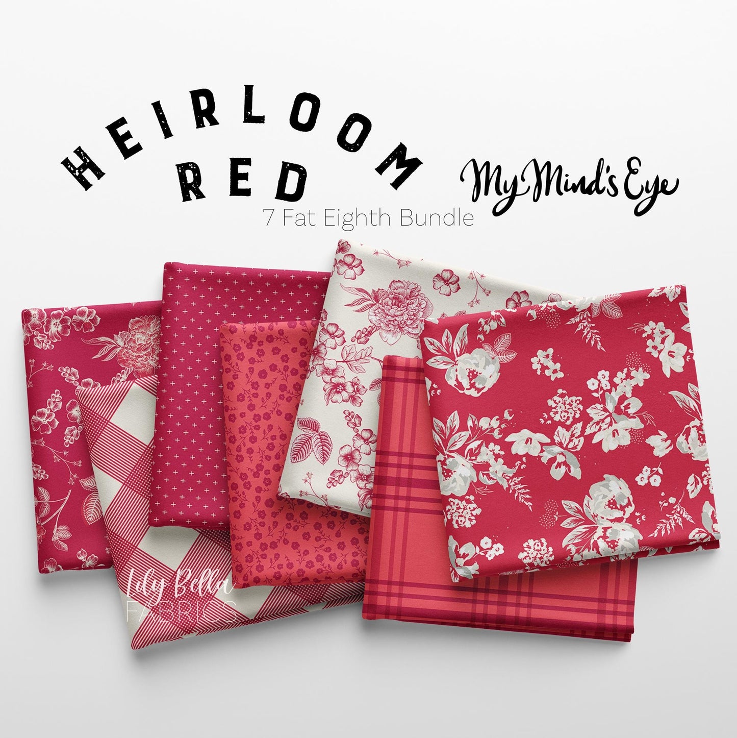 Heirloom Red Fat Eighth Bundle (7 pcs) by My Mind's Eye for Riley Blake