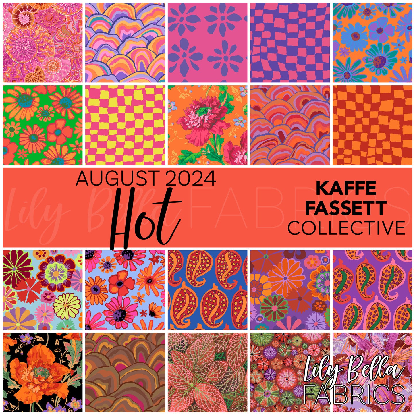 Hot - August 2024 Layer Cake (42 pcs) by Kaffe Fassett Collective for FreeSpirit