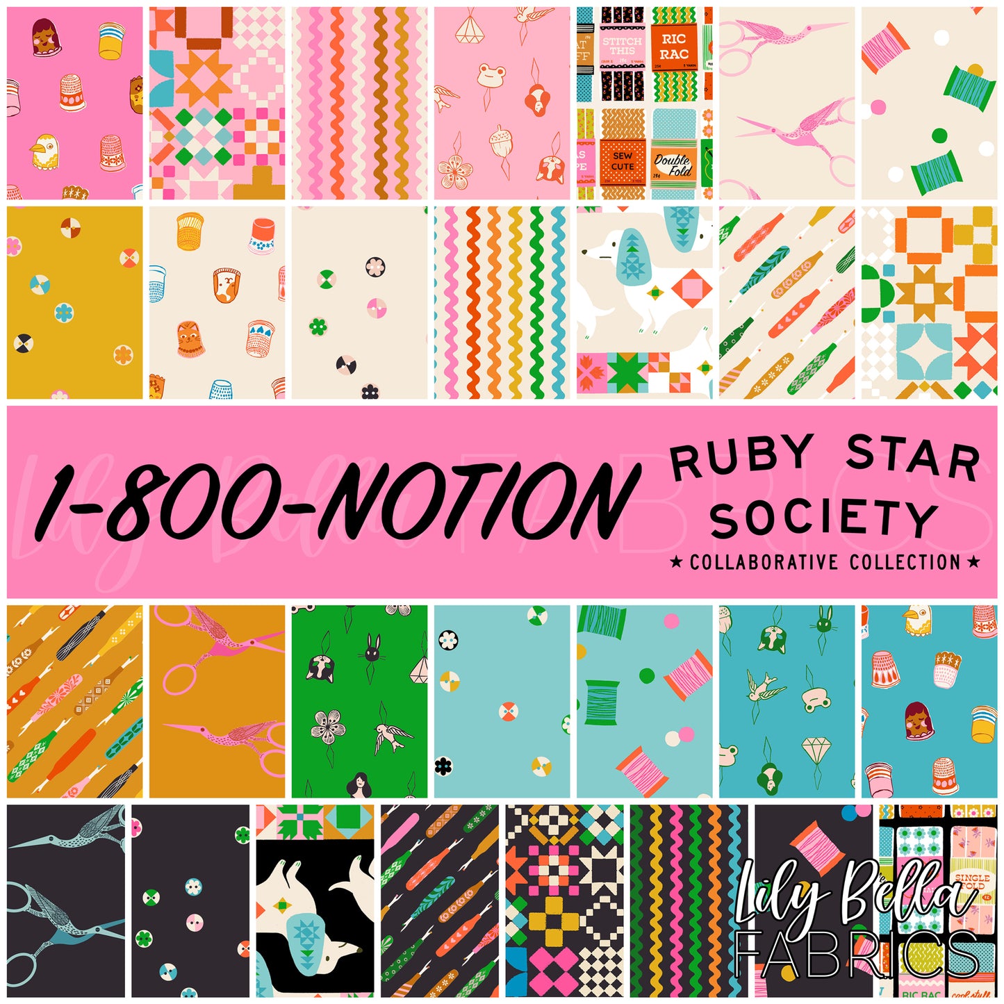 1-800-Notion Fabric Collection by Ruby Star Society Collaborative at Lily Bella Fabrics