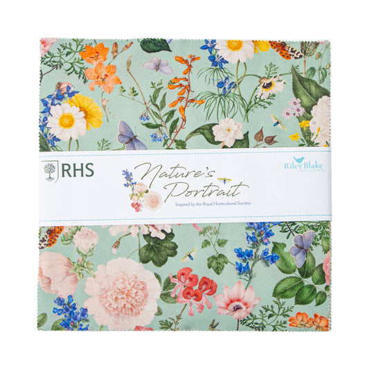 Nature's Portrait 10 Inch Stacker (42 pcs) by The Royal Horticultural Society for Riley Blake Designs