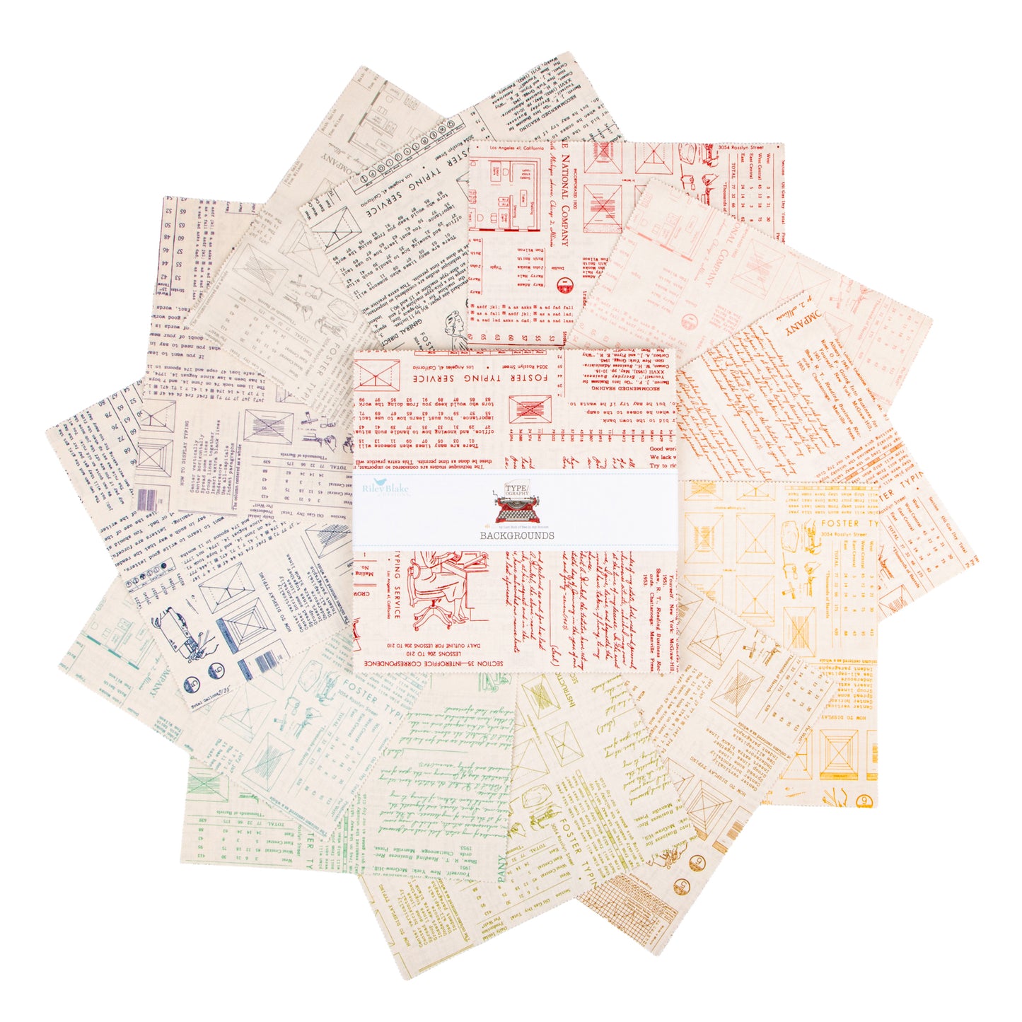 TYPE/ography Backgrounds 10 Inch Stacker (42 pieces) by Lori Holt for Riley Blake Designs (10-16850B-42)