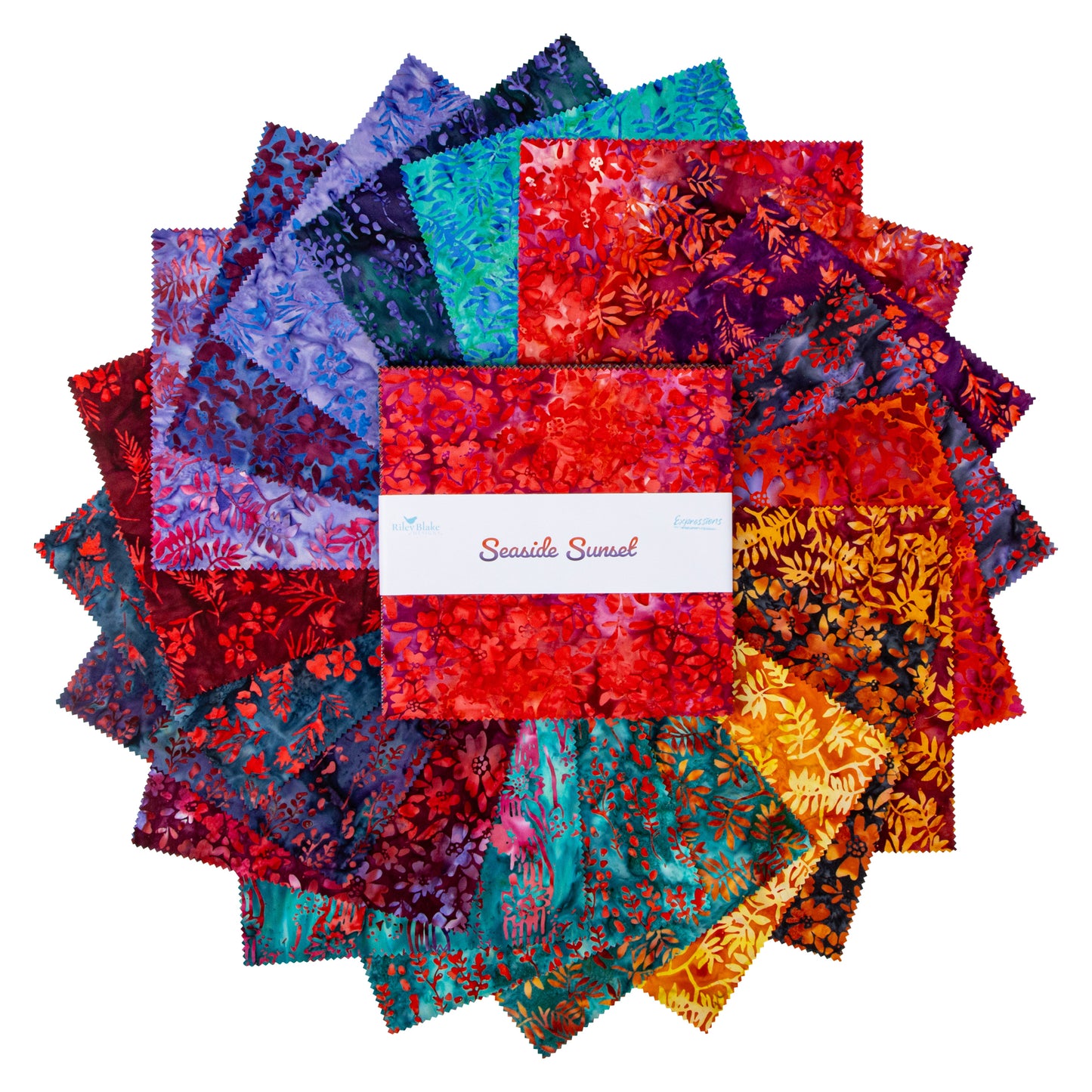 Seaside Sunset Expressions Batiks 10 Inch Stacker (42 pcs) by Riley Blake Designs