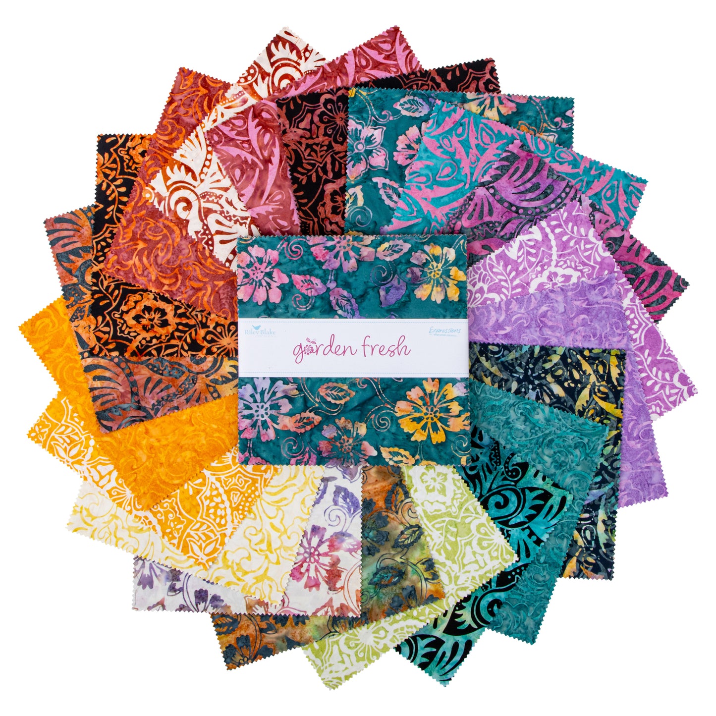 Garden Fresh Expressions Batiks 10 Inch Stacker (42 pcs) by Riley Blake Designs