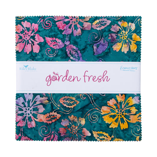 Garden Fresh Expressions Batiks 10 Inch Stacker (42 pcs) by Riley Blake Designs