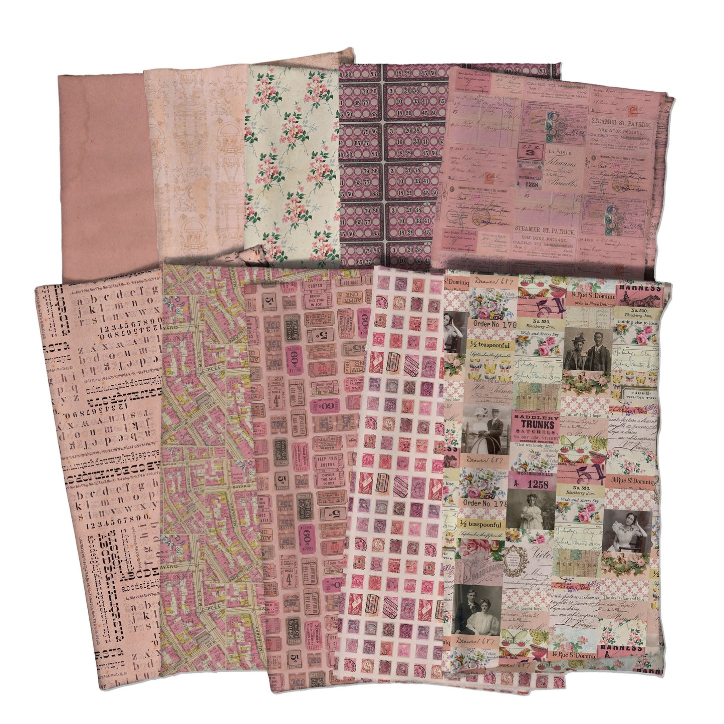 Eclectic Elements Palette: Pink Fat Eighth Bundle (10 pcs) by Tim Holtz for FreeSpirit