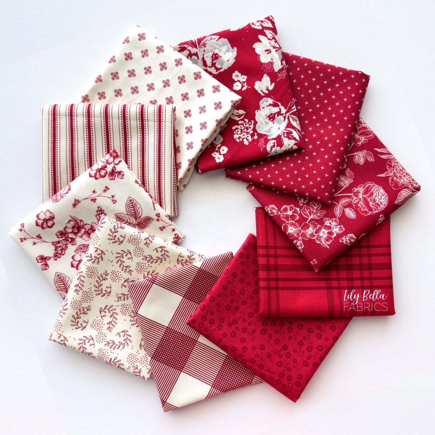 Heirloom Red Half Yard Bundle (10 pcs) by My Mind's Eye for Riley Blake