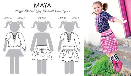 Maya Ruffled Shirt and Yoga Skirt with Dress Option - Sewing Pattern - Modkid by Patty Young