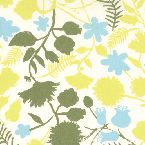 Painted Flowers in Cream Chartreuse - Fat Quarter - Sugar Pop by Liz Scott for Moda