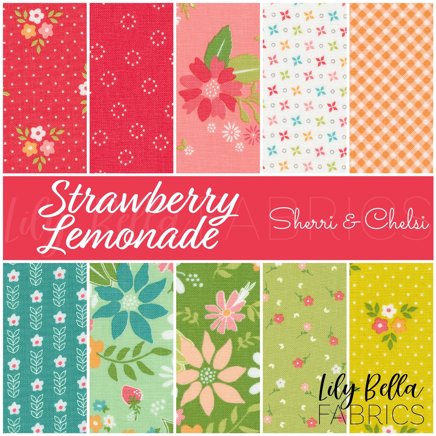 Strawberry Lemonade Fat Quarter Bundle (10 pcs) by Sherri and Chelsi for Moda