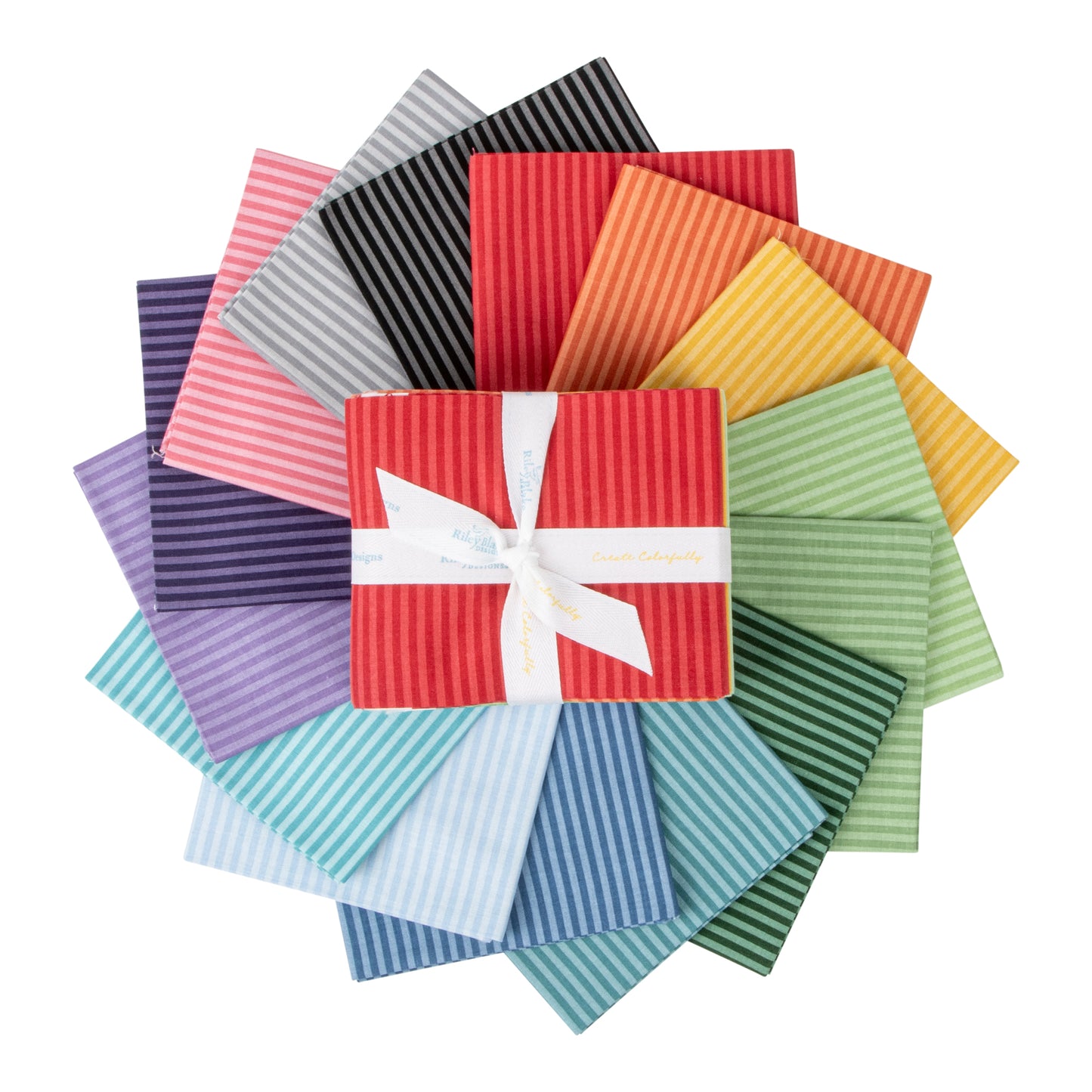 1/8" Tonal Stripe Fat Quarter Bundle (15 pieces) by Riley Blake Designs for Riley Blake Designs (FQ-500-15)