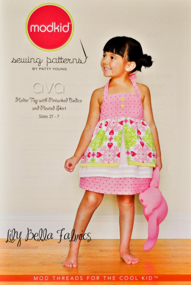 Ava Halter Top with Pintucked Bodice and Pleated Skirt - Sewing Pattern - Modkid by Patty Young