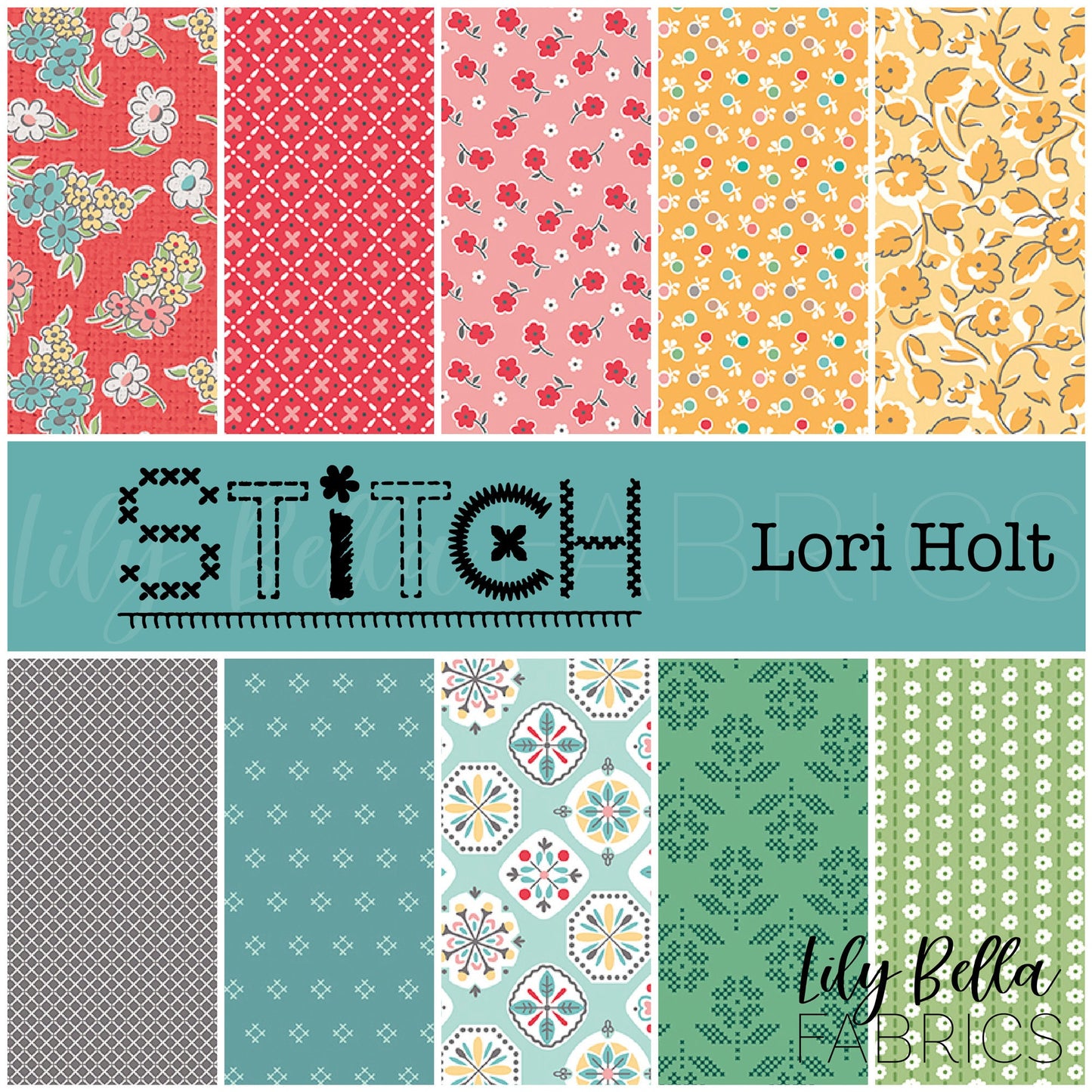 Stitch Fat Quarter Bundle (10 pcs) by Lori Holt for Riley Blake