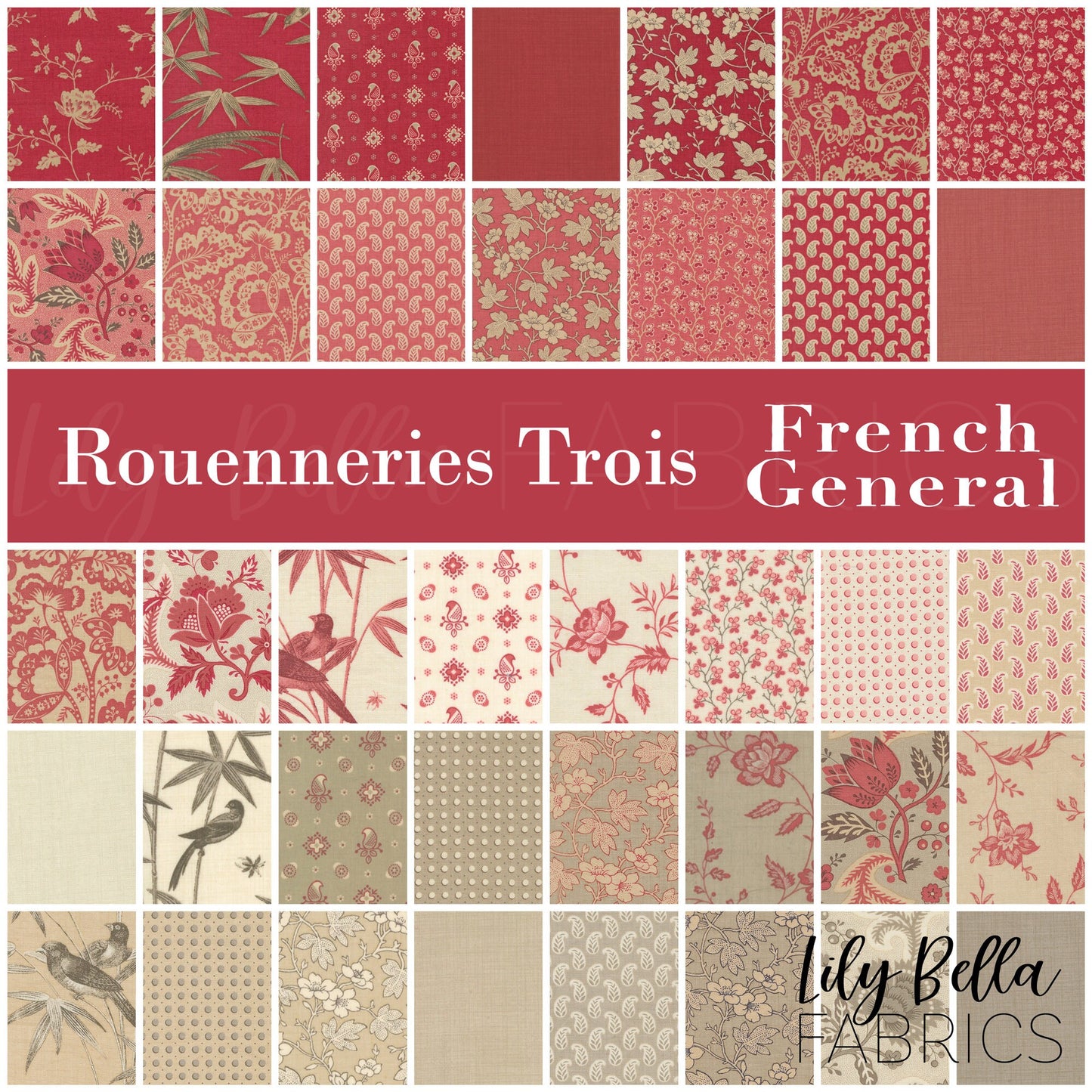 Rouenneries Trois Fat Quarter Bundle (38 pcs) by French General for Moda