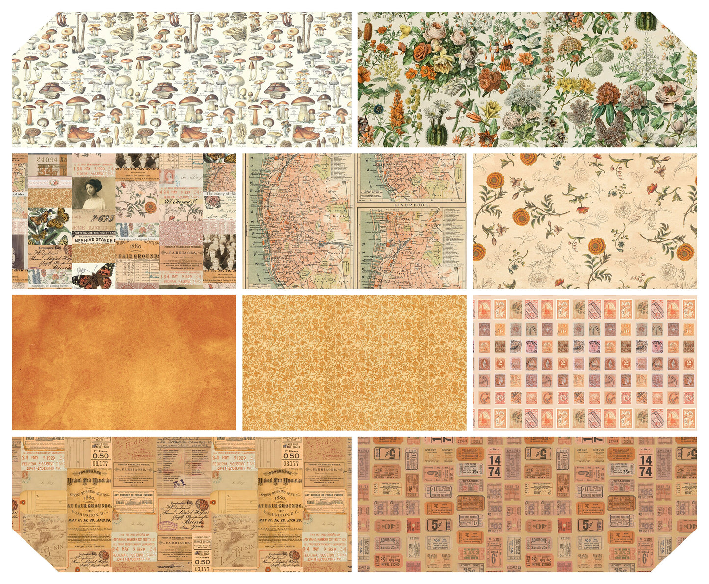 Eclectic Elements Palette: Orange Half Yard Bundle (10 pcs) by Tim Holtz for FreeSpirit