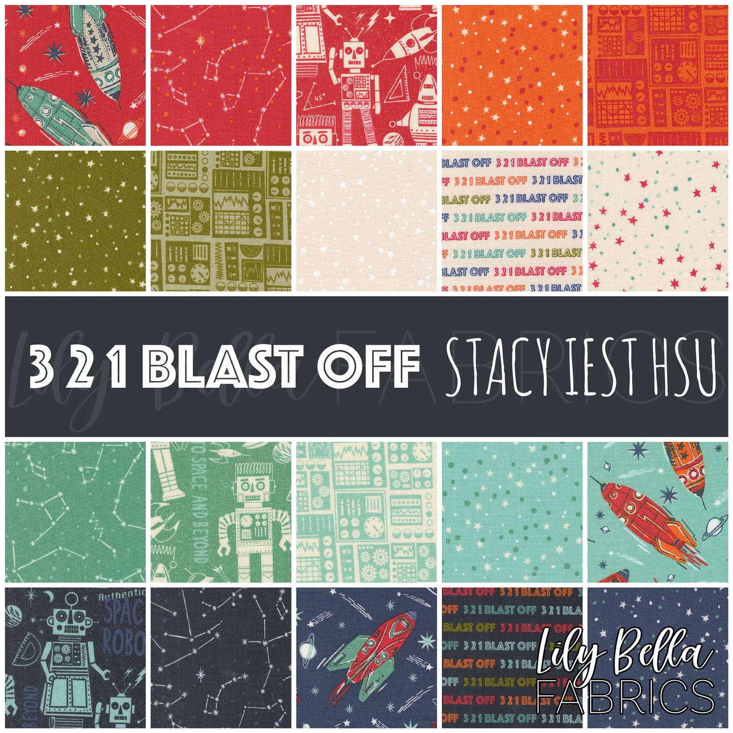 321 Blast Off Fat Quarter Bundle (20 pieces) by Stacy Iest Hsu for Moda (20950AB)
