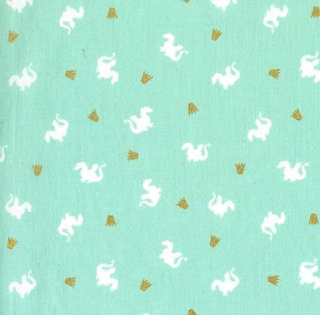 Baby Dragon in Turquoise Metallic - 1/2 Yard - Magic by Sarah Jane for Michael Miller