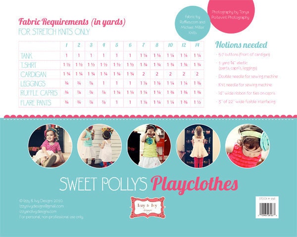 Sweet Polly's Playclothes - Sewing Pattern - 6 Different Patterns - Izzy & Ivy Designs