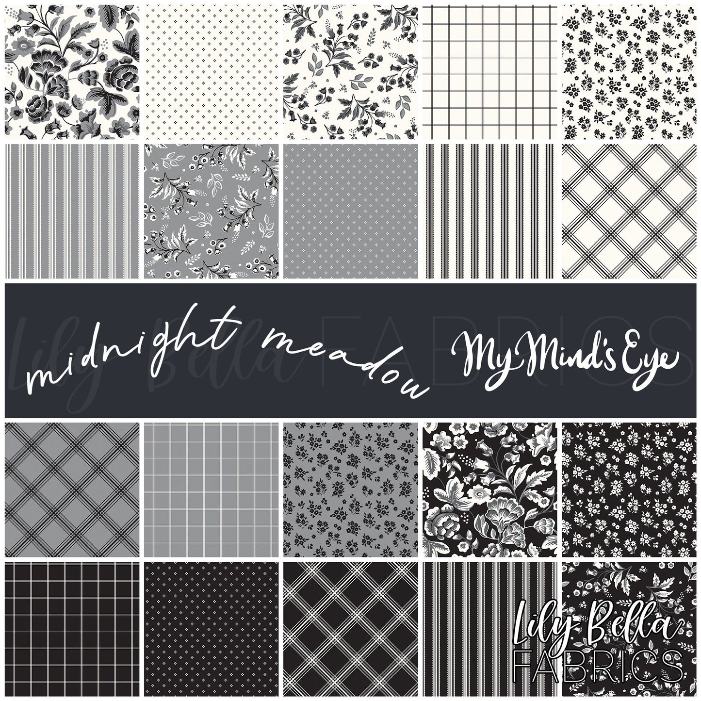 Midnight Meadow Fat Quarter Bundle (20 pcs) by My Mind's Eye for Riley Blake