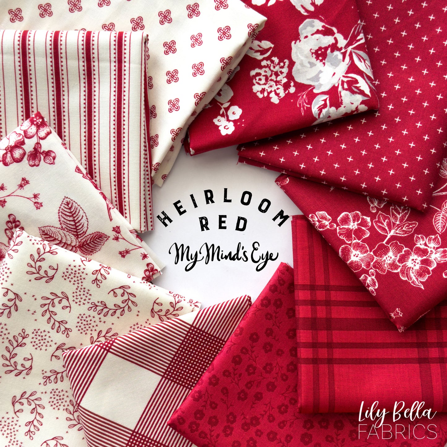 Heirloom Red Fat Quarter Bundle (10 pcs) by My Mind's Eye for Riley Blake