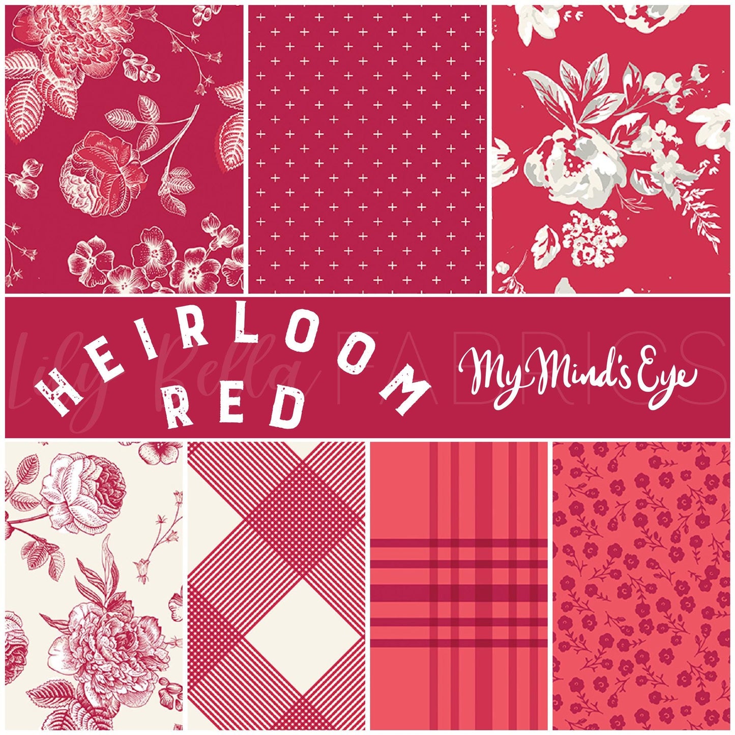 Heirloom Red Fat Eighth Bundle (7 pcs) by My Mind's Eye for Riley Blake