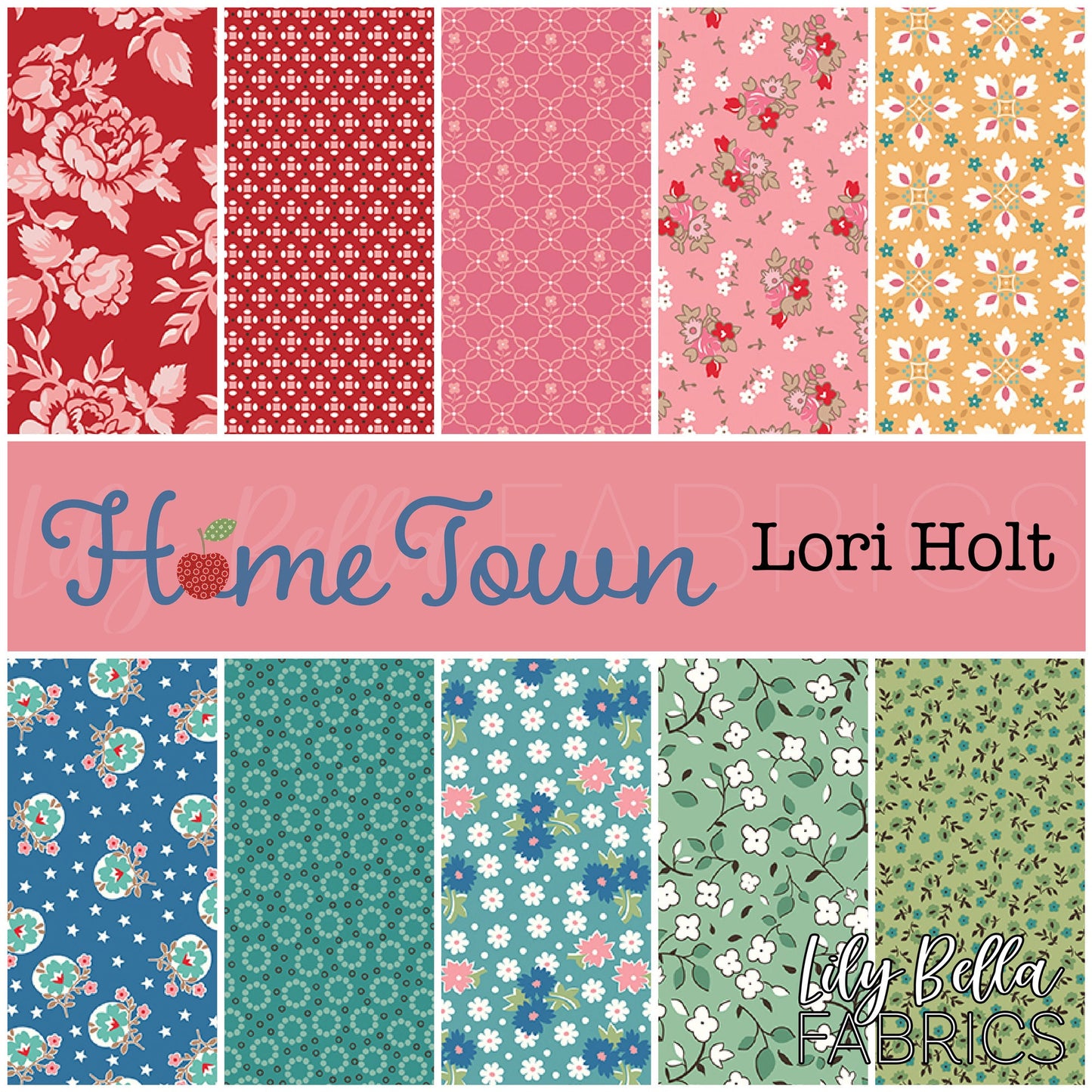 Home Town Fat Quarter Bundle (10 pcs) by Lori Holt for Riley Blake