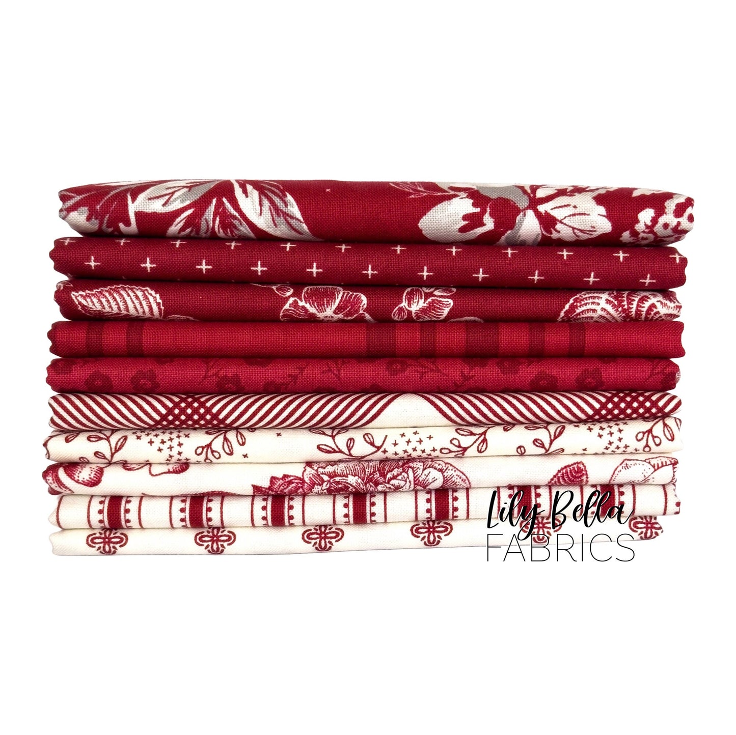 Heirloom Red Half Yard Bundle (10 pcs) by My Mind's Eye for Riley Blake