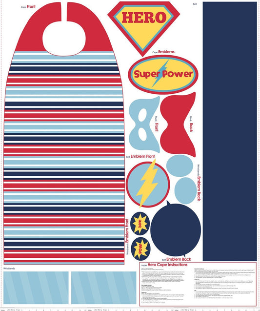 Cape Panel in Blue - Super Hero by My Mind's Eye and The RBD Designers for Riley Blake