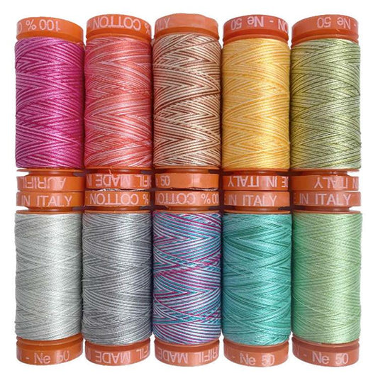 Premium Collection Thread (10 small spools, 50WT) by Tula Pink for Aurifil