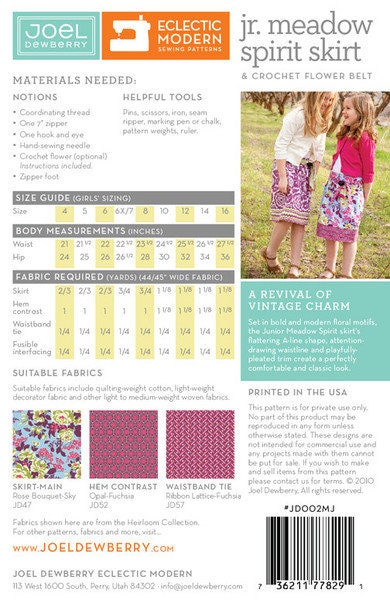 Junior Meadow Spirit Skirt - Sewing Pattern - Joel Dewberry