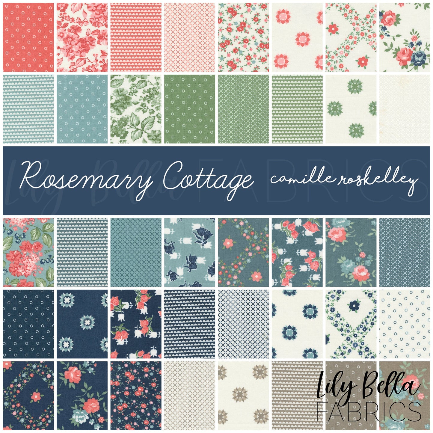 Rosemary Cottage Jelly Roll (40 pcs) by Camille Roskelley for Moda