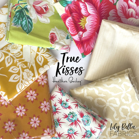 True Kisses - Gold Palette - Fat Quarter Bundle (7 pcs) by Heather Bailey for Figo Fabrics