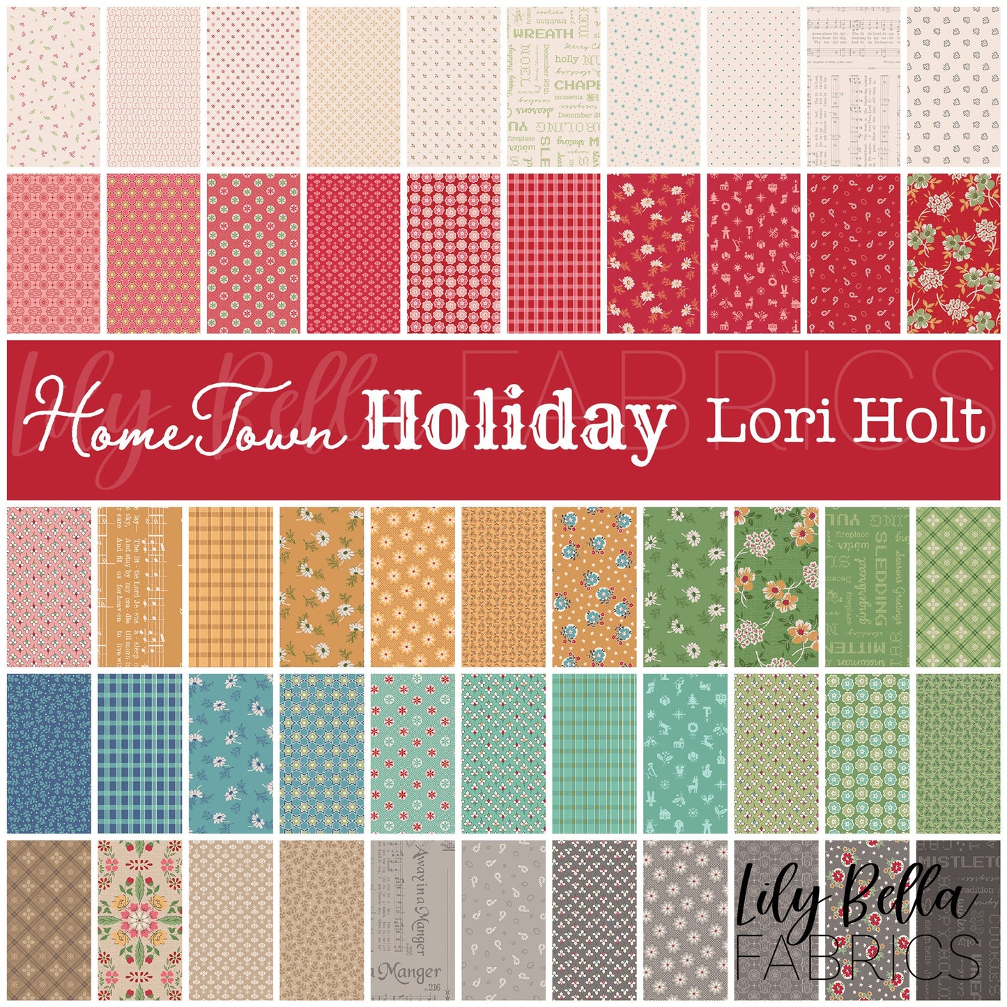 Home Town Holiday Fat Quarter Bundle (53 pcs) by Lori Holt for Riley Blake