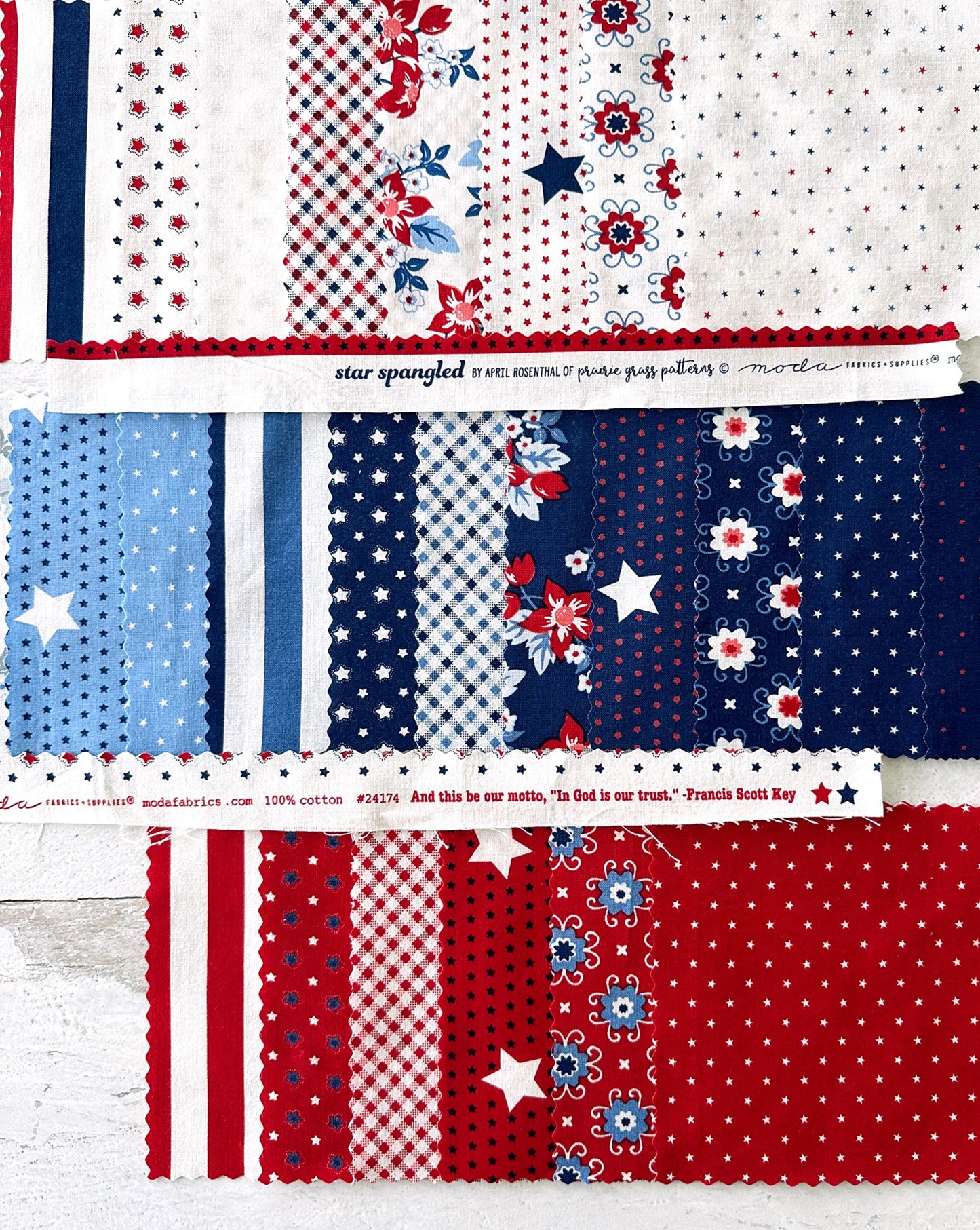 Star Spangled Jelly Roll (40 pcs) by April Rosenthal for Moda