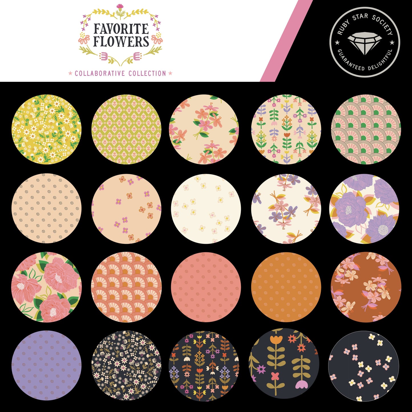 Favorite Flowers Fat Quarter Bundle (26 pcs) by Ruby Star Society Collaborative for Ruby Star Society