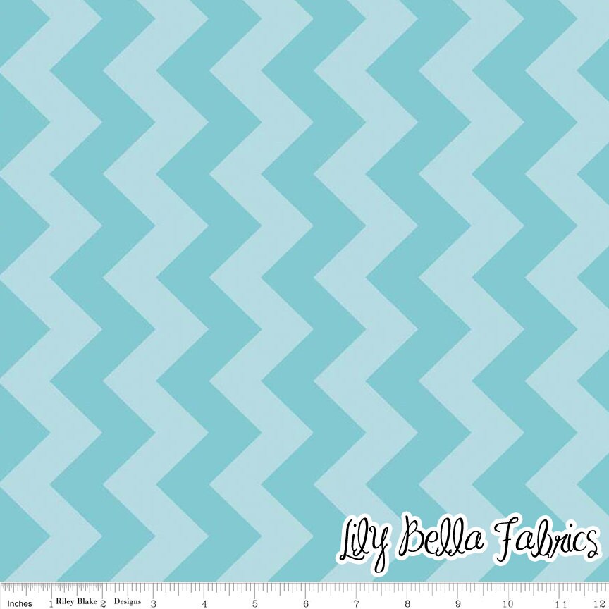 Medium Chevron in Tone on Tone Aqua - 1/2 Yard - Chevron Cottons by The RBD Designers for Riley Blake