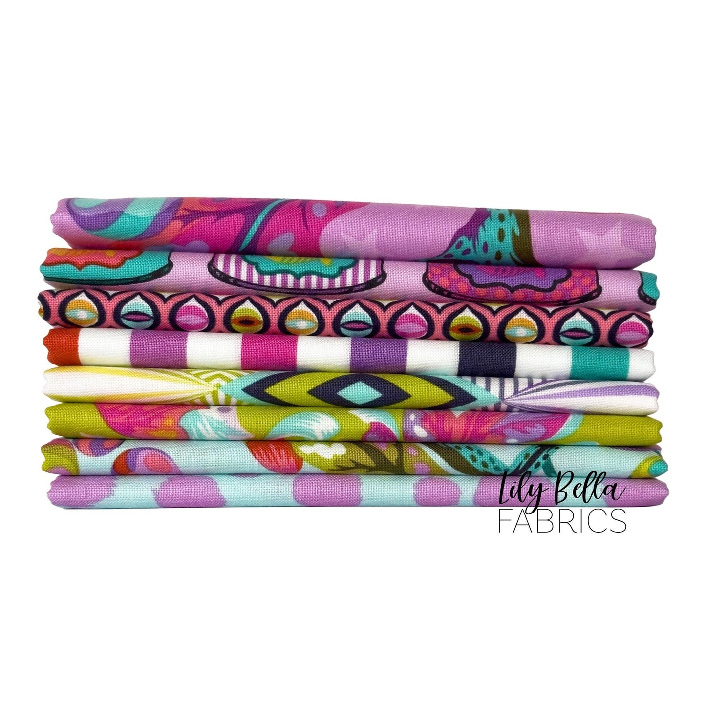 Tabby Road Déjà Vu Fat Quarter Bundle (8 pcs) by Tula Pink for FreeSpirit