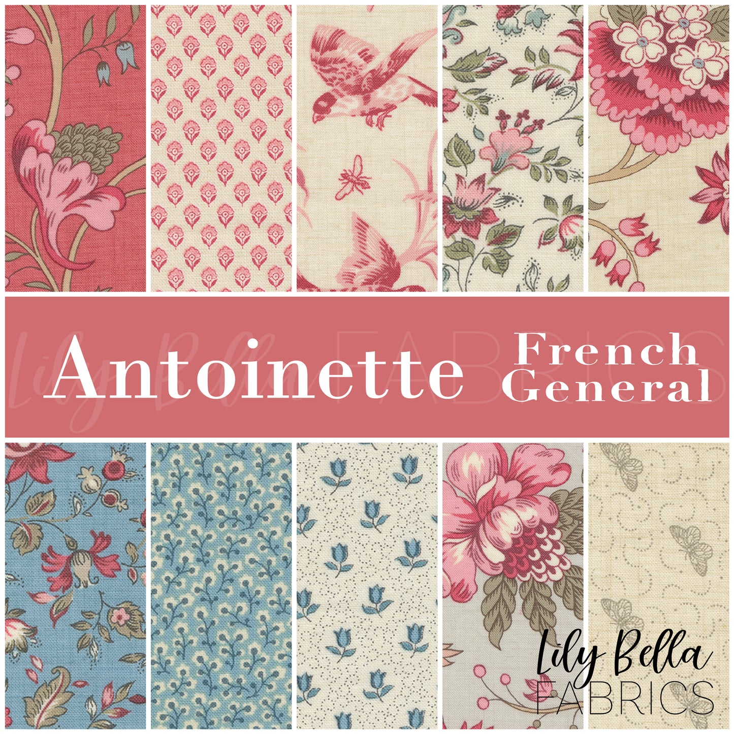 Antoinette Fat Quarter Bundle (10 pcs) by French General for Moda